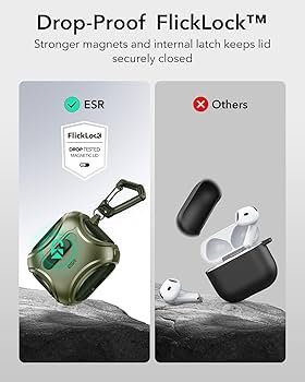 AirPods 4 Case (2024) Army Green | MagSafe Compatible | Drop-Proof Lock | Cyber Series TPU Protective Cover for AirPods 4th Gen (USB-C)