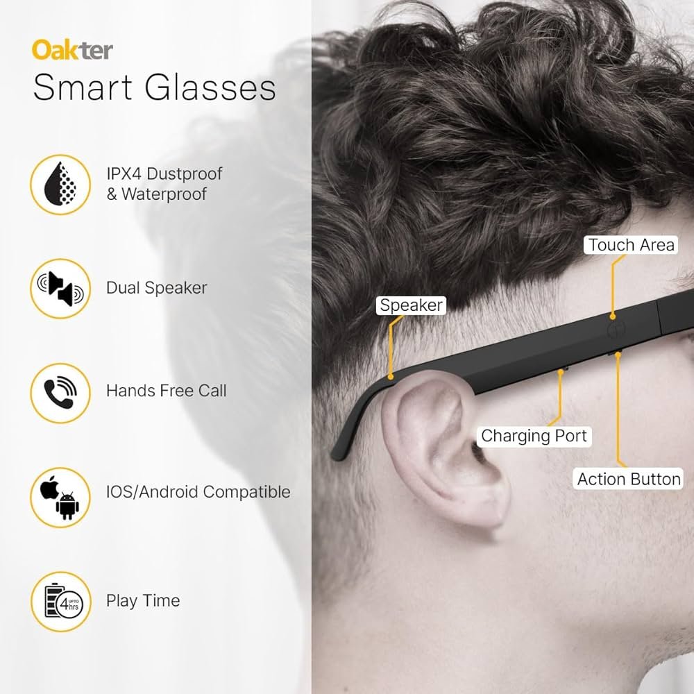 Smart Glasses with Wireless Bluetooth and Hands-Free Voice Control