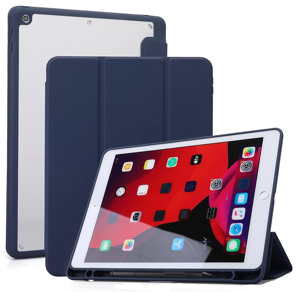 Smart Cover with Transparent Back for iPad 10.2 Inch (2021/2020/2019) – Navy Blue