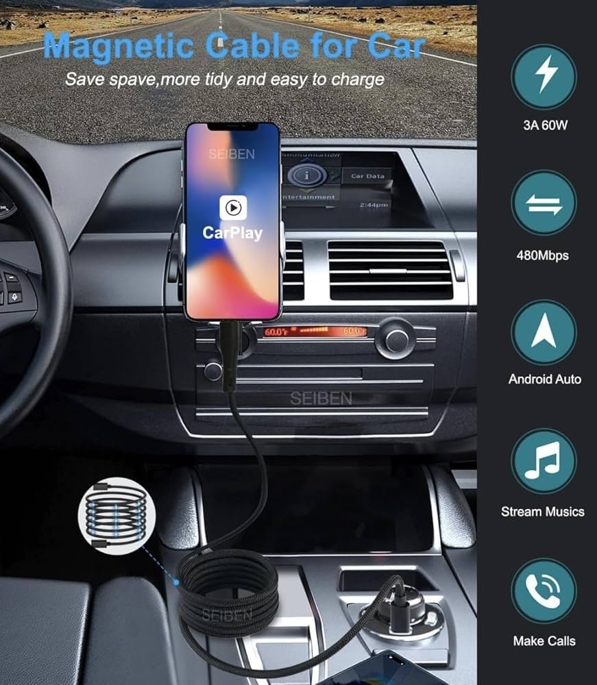 Magnetic Coiled Type C to Type C Cable, 65W - 3.1A Magnetic Coiled O-MagCable