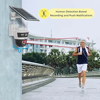 3+3MP Wireless 4G Cellular Mini PT Solar Security Camera – Dual Lens, 1296p HD, Night Vision, 2-Way Talk, Motion & Human Detection, Outdoor Waterproof