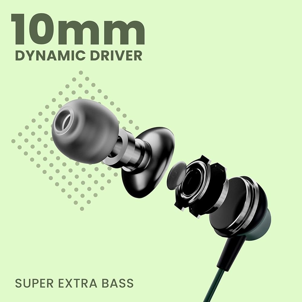 Wireless Waterproof Bluetooth Neckband with 35H Playtime & 10mm Bass Driver – Bluetooth 5.0 (Green)