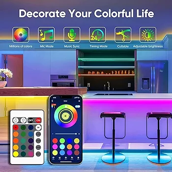 Rope LED Strip Lights – High Brightness Multicolor LED for Indoor Use | Remote & App Controlled, Blinking & Dimmable, Corded Electric