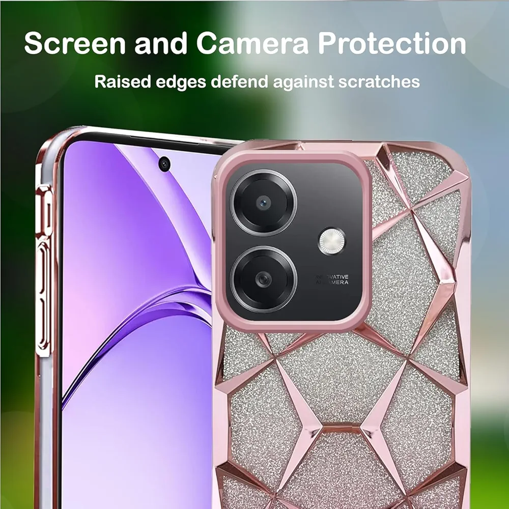 Glitter Geometric Case for Oppo A3 / A3x 5G – Pink