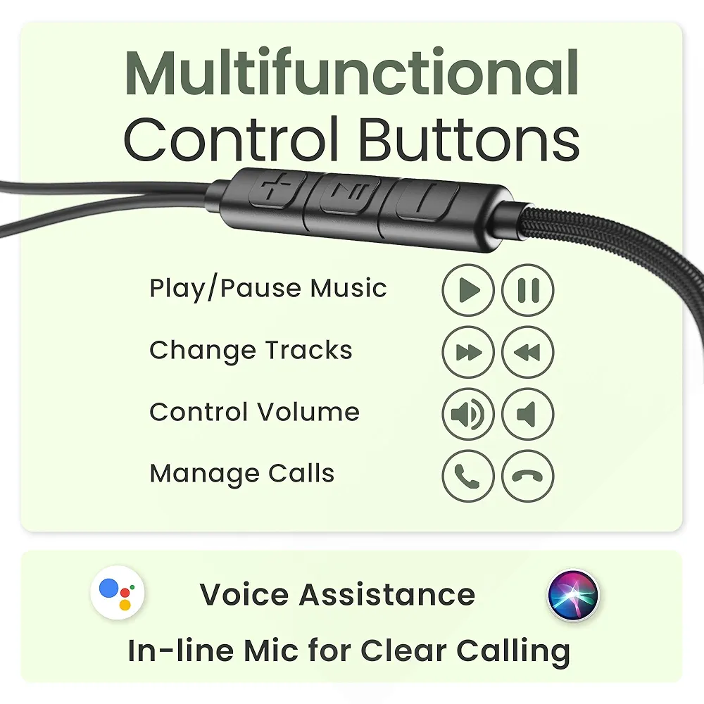 Type-C Wired In-Ear Earphones with Mic – 10mm Dynamic Drivers, Boosted Bass & 1.2m Cable (Blue)