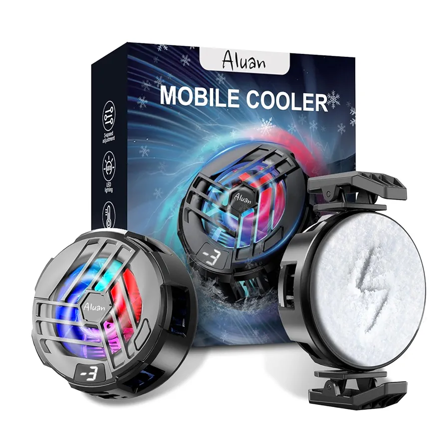 Magnetic Mobile Phone Cooler for Gaming – Semiconductor Chip, 3-Speed LED Display, Portable Cooling Fan for iPhone & Android