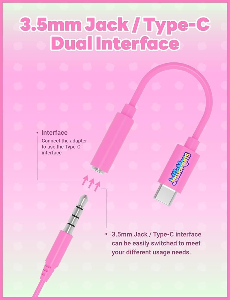 Wired Earphones for Kids with 3.5mm Jack & USB-C Adapter – Colorful In-Ear Headphones with Volume Control, Tangle-Free 1.2m Cable & Silicone Carry Case (Pink)