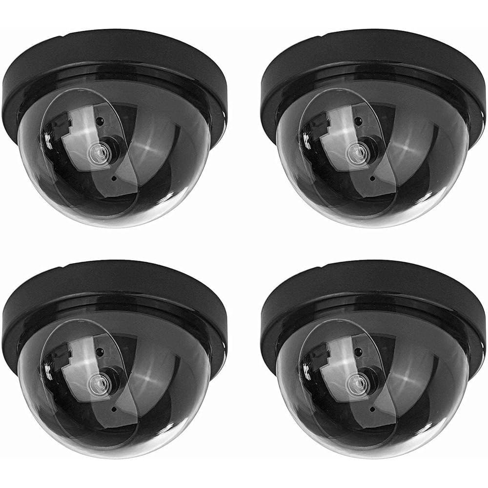 Dome Dummy Fake CCTV Camera with Battery & Blinking LED – Pack of 4, Indoor/Outdoor Security