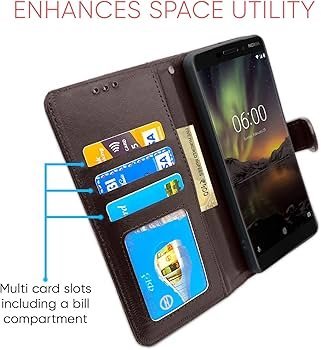 Nokia 6.1 Plus - 6.1+ Flip Case Leather Finish