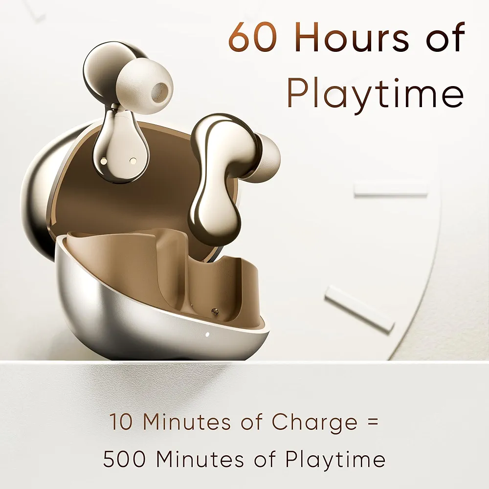 Mivi Superpods Immersio Wireless In-Ear Earbuds with Dolby Audio, 3D Soundstage & AI-ENC Mic (Wishful Champagne)