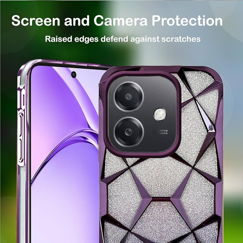Glitter Geometric Case for Oppo A3 / A3x 5G – Purple