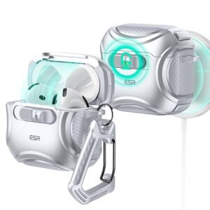 AirPods 4 Case (2024) Gray | MagSafe Compatible | Hybrid Drop Protection | Cyber Series TPU Protective Cover with Drop-Proof Lock & Easy Open Design for AirPods 4th Gen (USB-C)