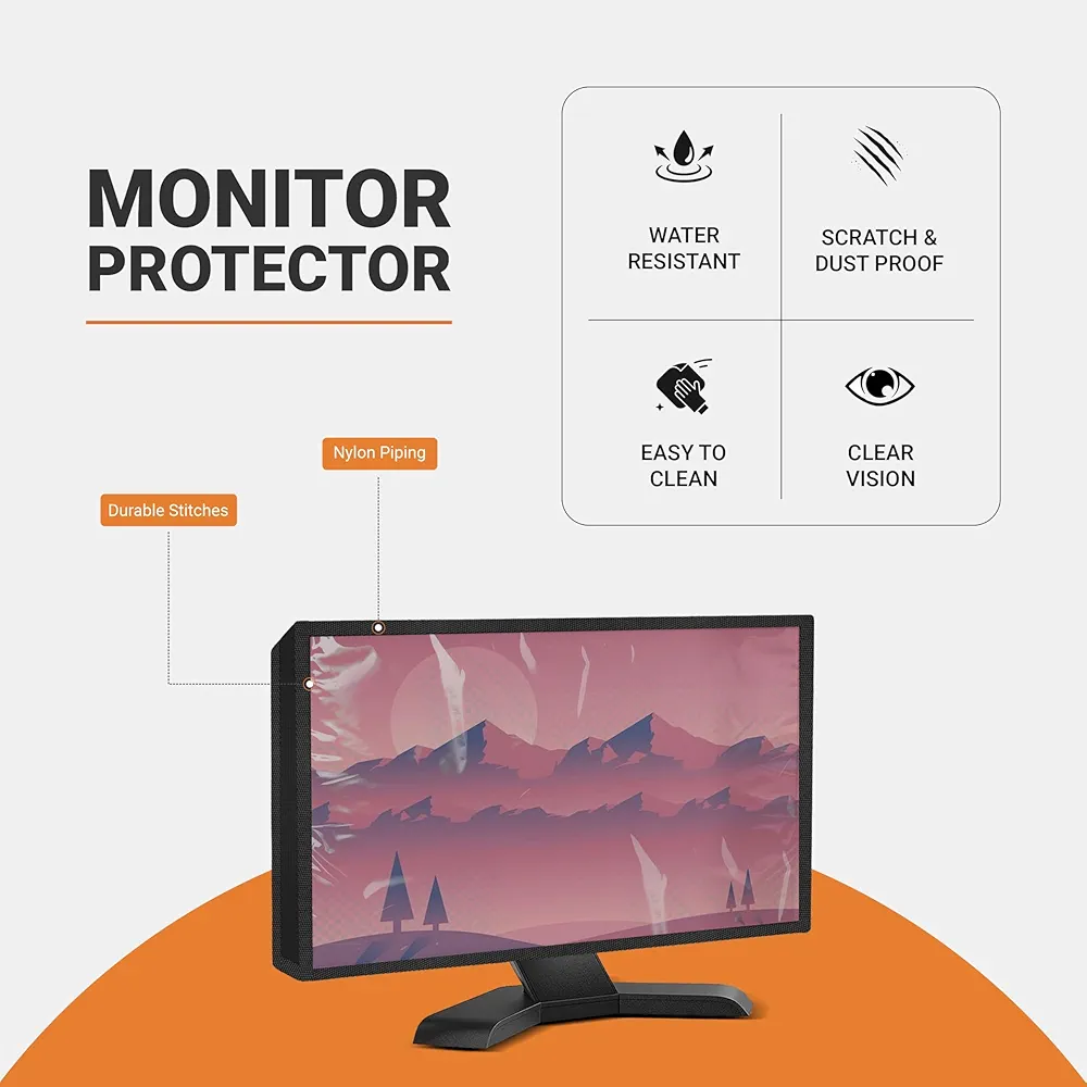 Black-TS 27 Inch Monitor Cover – Transparent Water-Resistant Screen Protector