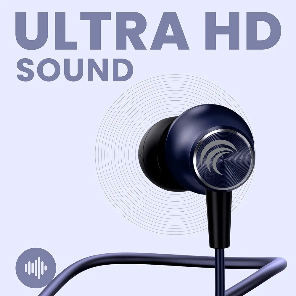 Wireless Waterproof Bluetooth Neckband with 35H Playtime & 10mm Bass Driver – Bluetooth 5.0 (Blue)