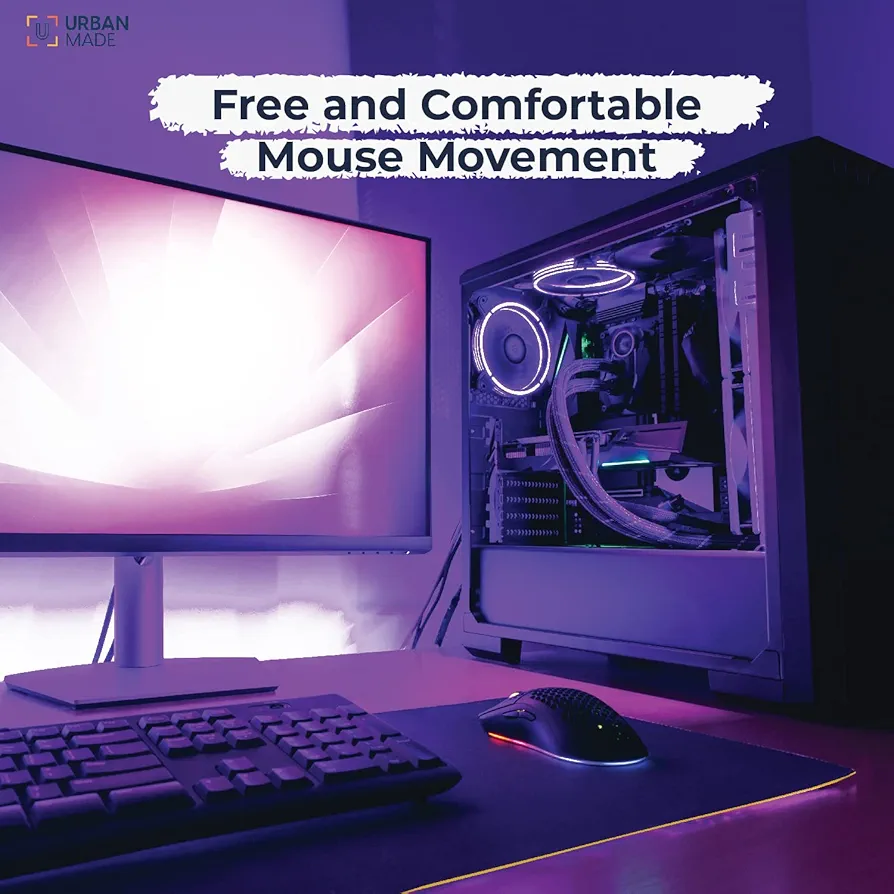 Large Non-Slip Leather Mouse Pad 90x45cm – Blue Yellow Desk Mat