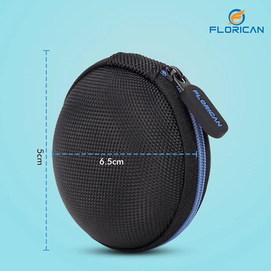 Earphone Carry Case & Multi-Use Travel Organizer with Anti-Scratch Mesh Pocket (Blue)