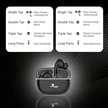 Wireless Bluetooth Earbuds with 30H Playtime, Touch Control & Type-C Fast Charging – TW01 (Black)
