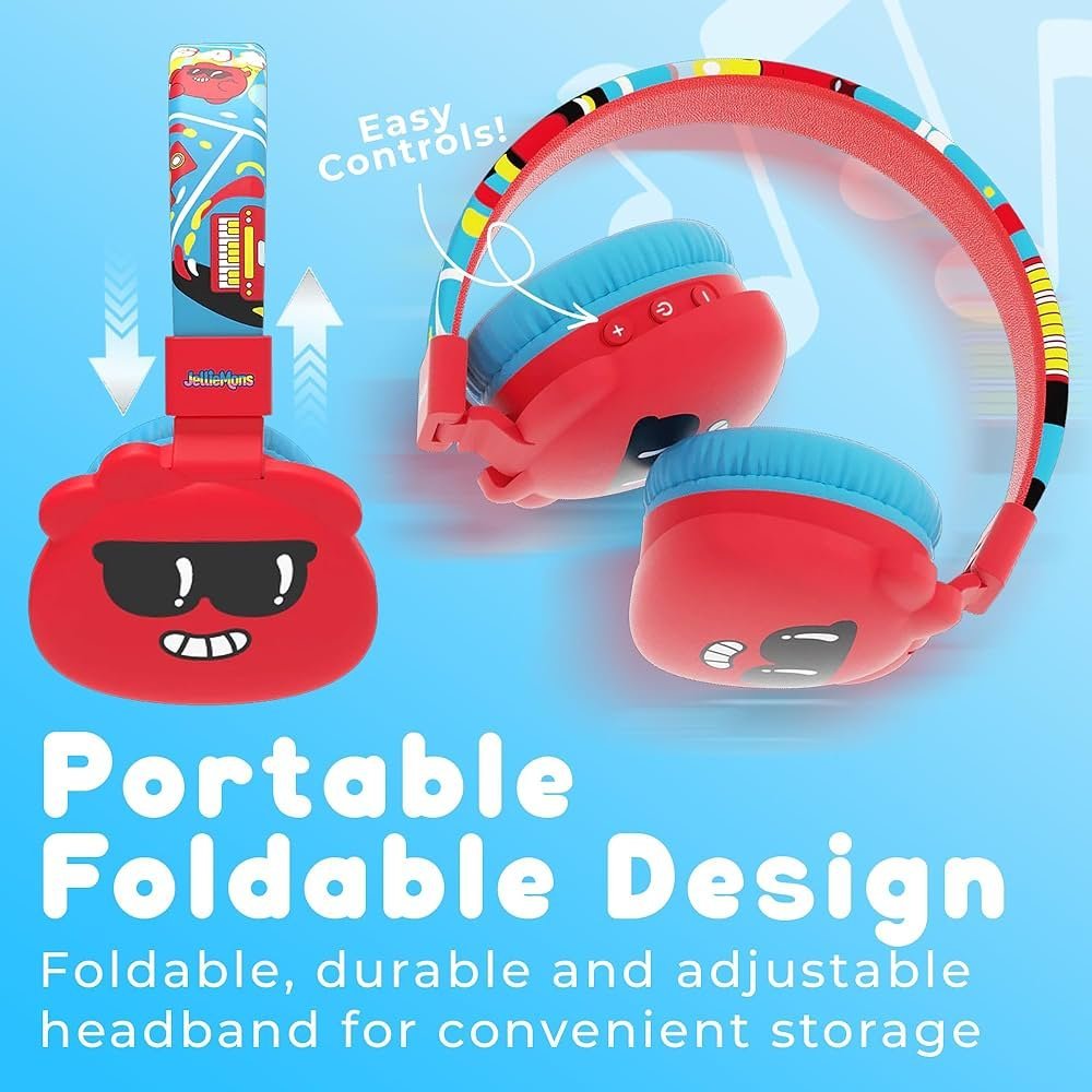 Booma Echo Over-Ear Wireless Headphones – Bluetooth 5.4, Hi-Res Audio, 55H Playtime, USB-C Fast Charging, Kid-Safe Modes (Red)