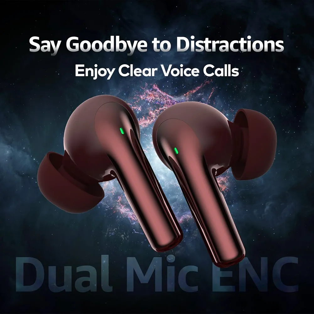 Cranberry TWS Earbuds with 25dB ANC, 50Hrs Playtime, AI ENC Mic, 10mm Drivers, IPX5 & Fast Charging – Bluetooth v5.3 Wireless In-Ear Earphones