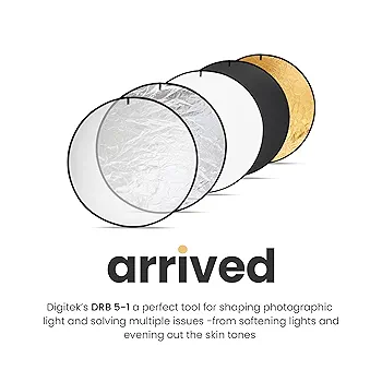 45-Inch (110 cm) 5-in-1 Collapsible Light Reflector with Carry Bag – Translucent, Silver, Gold, White & Black – Portable Multi-Disc Reflector for Studio and Outdoor Photography