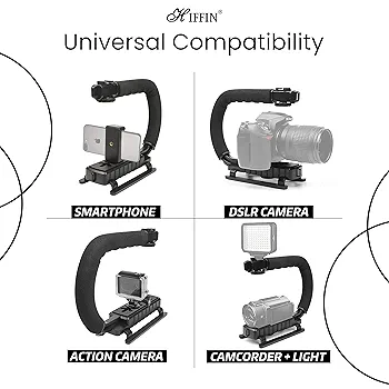 Universal Stabilizer C-Shape Bracket – Low Position Camera Rig Handheld Grip for DSLR & Vlogging (Black)