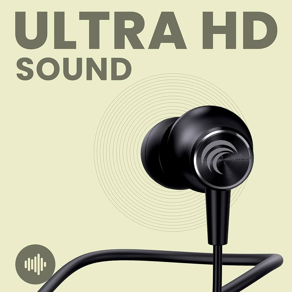 Wireless Waterproof Bluetooth Neckband with 35H Playtime & 10mm Bass Driver – Bluetooth 5.0 (Black)