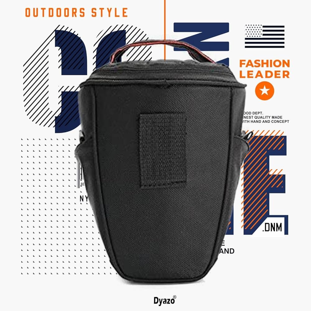 Compact Water Resistant DSLR Camera Bag/Case with Side Pockets & Adjustable Shoulder Strap – Anti-Shock, Black & Grey