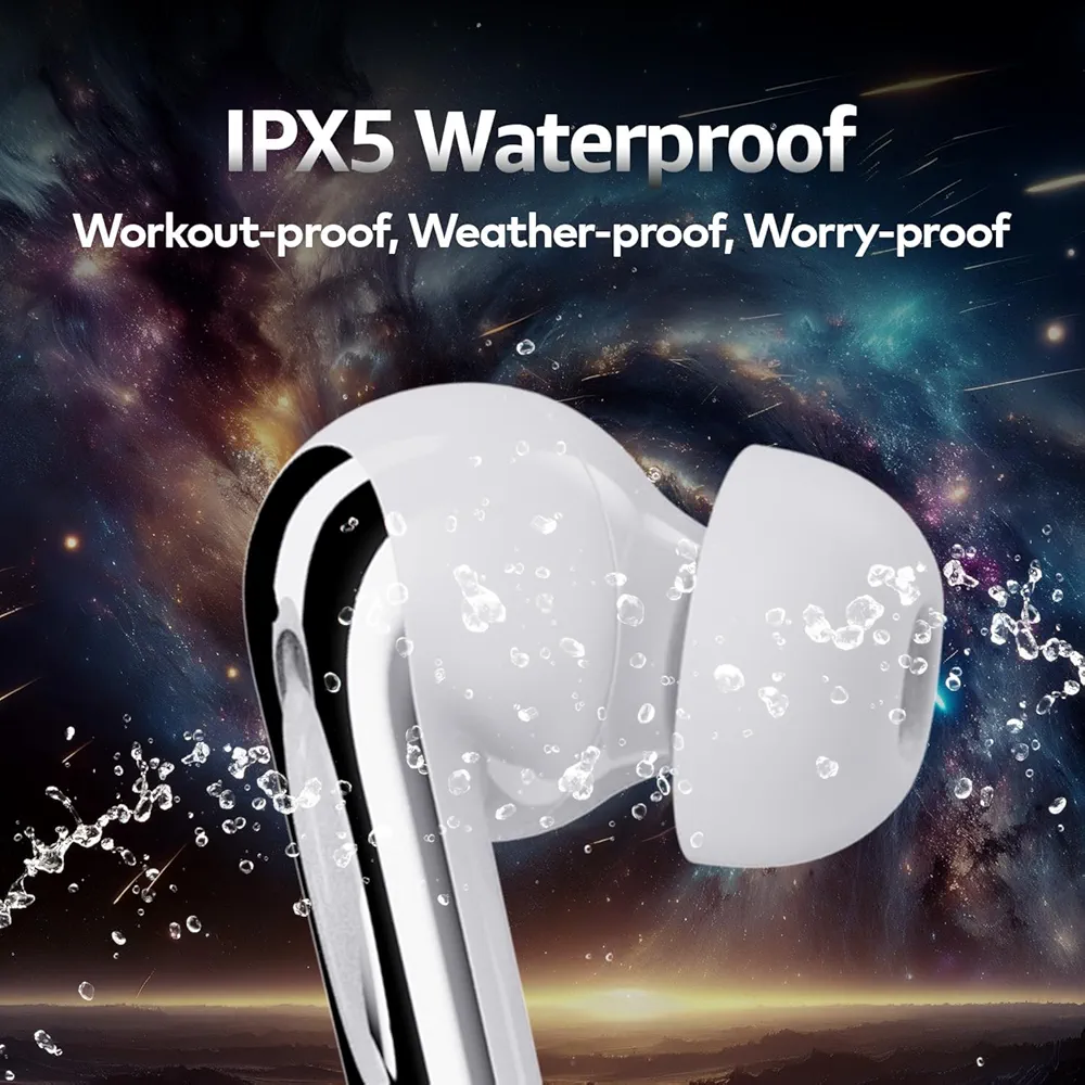 TWS In-Ear Earbuds with ANC (~25dB) | 50H Playtime | AI ENC | 10mm Drivers | Fast Charging | IPX5 | Bluetooth 5.3 Wireless Earphones with Mic (White)