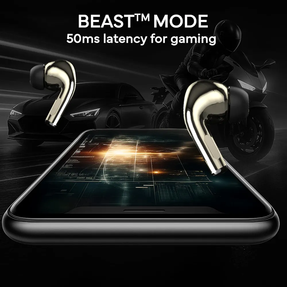 Bluetooth TWS Earbuds | Up to 60H Playtime | Dual Device Pairing | Fast Type-C Charging | Touch Controls | Deep Bass | Voice Assistant Support | IPX4 Sweat Resistant | True Wireless (Rose Gold)