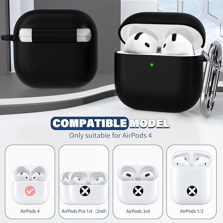 AirPods 4 Gen Case Cover with Keychain (White) | Soft Silicone TPU Protective Case | Shockproof Full Body Skin Cover Compatible with AirPods 4th Generation (2024)