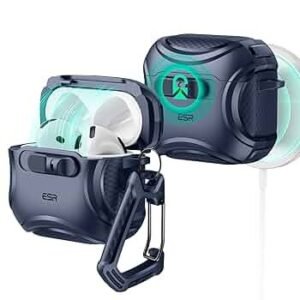 AirPods 4 Case (2024) Blue | MagSafe Compatible | Hybrid Drop Protection | Cyber Series TPU Protective Cover with Lock & Easy Open Design for AirPods 4th Gen (USB-C)