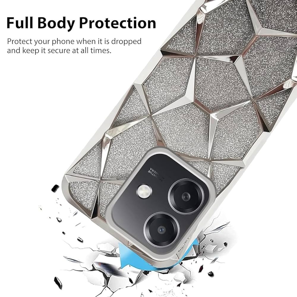 Glitter Geometric Case for Oppo A3 / A3x 5G – Silver