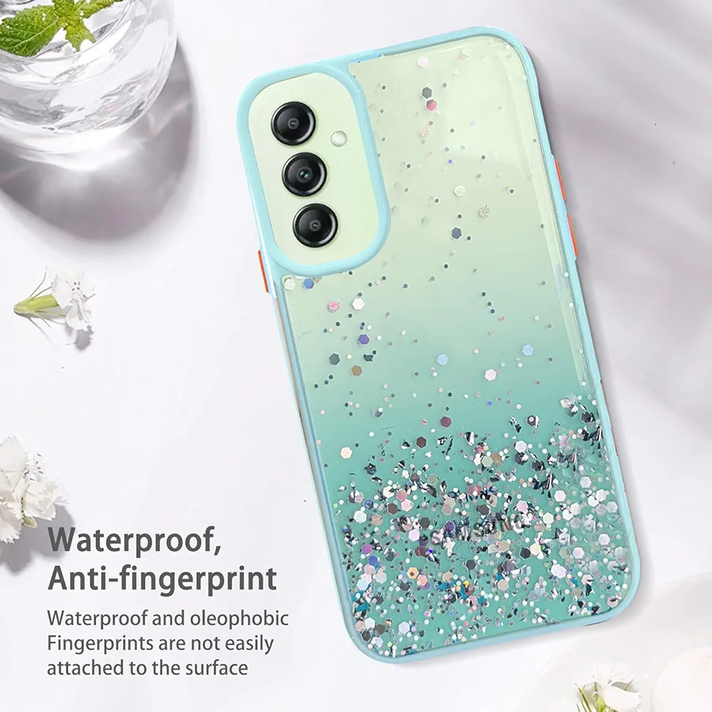 Compatible Samsung Galaxy A14 5G | Non-Moving Glitter TPU Shockproof Case for Girls & Women – Mint Green