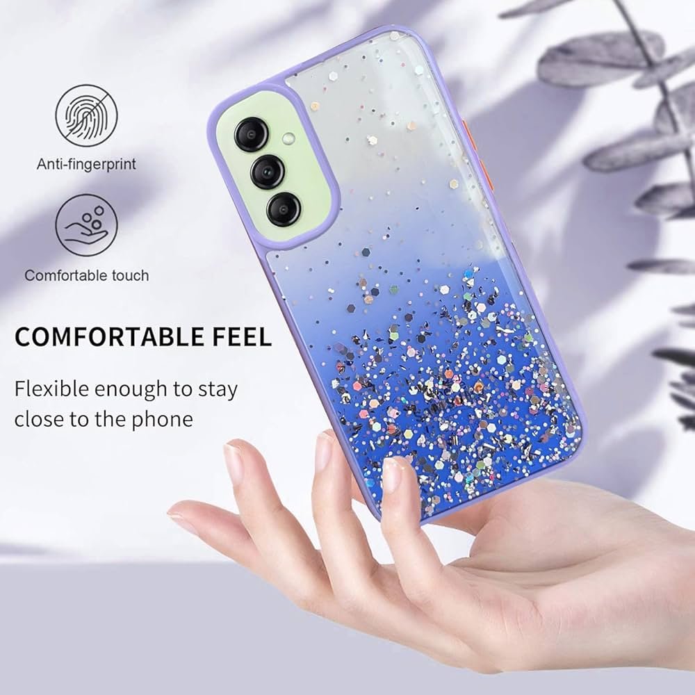 Compatible Samsung Galaxy A14 5G | Non-Moving Glitter TPU Shockproof Case for Girls & Women – Purple
