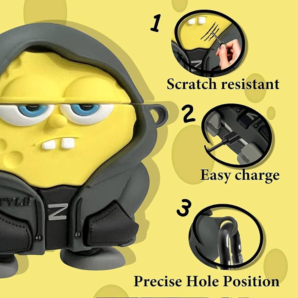 Cute Soft Silicone Pouch Case for AirPods Pro Gen-2 (2022) – 3D Cartoon Animal Character Cover with Keychain, Shockproof & Dustproof Protective Case (Anime)