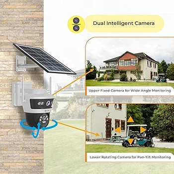 3+3MP Wireless 4G Cellular Mini PT Solar Security Camera – Dual Lens, 1296p HD, Night Vision, 2-Way Talk, Motion & Human Detection, Outdoor Waterproof