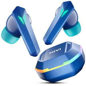 Gaming in-Ear Earbuds with 35ms Low Latency, Dual RGB Aurora Lights, 13mm Bass Drivers & Passive Noise Cancellation (Blue)