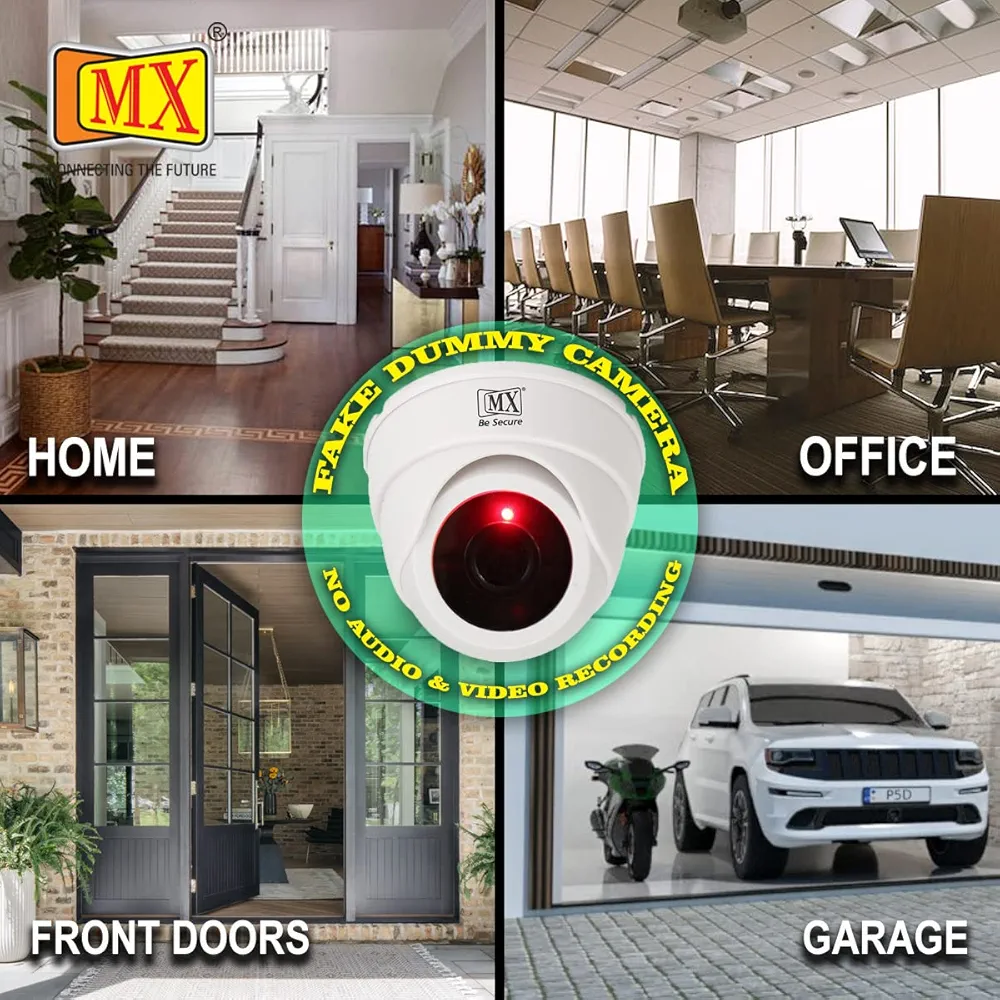 Dummy CCTV Dome Camera – Battery Operated Red LED, Pack of 4