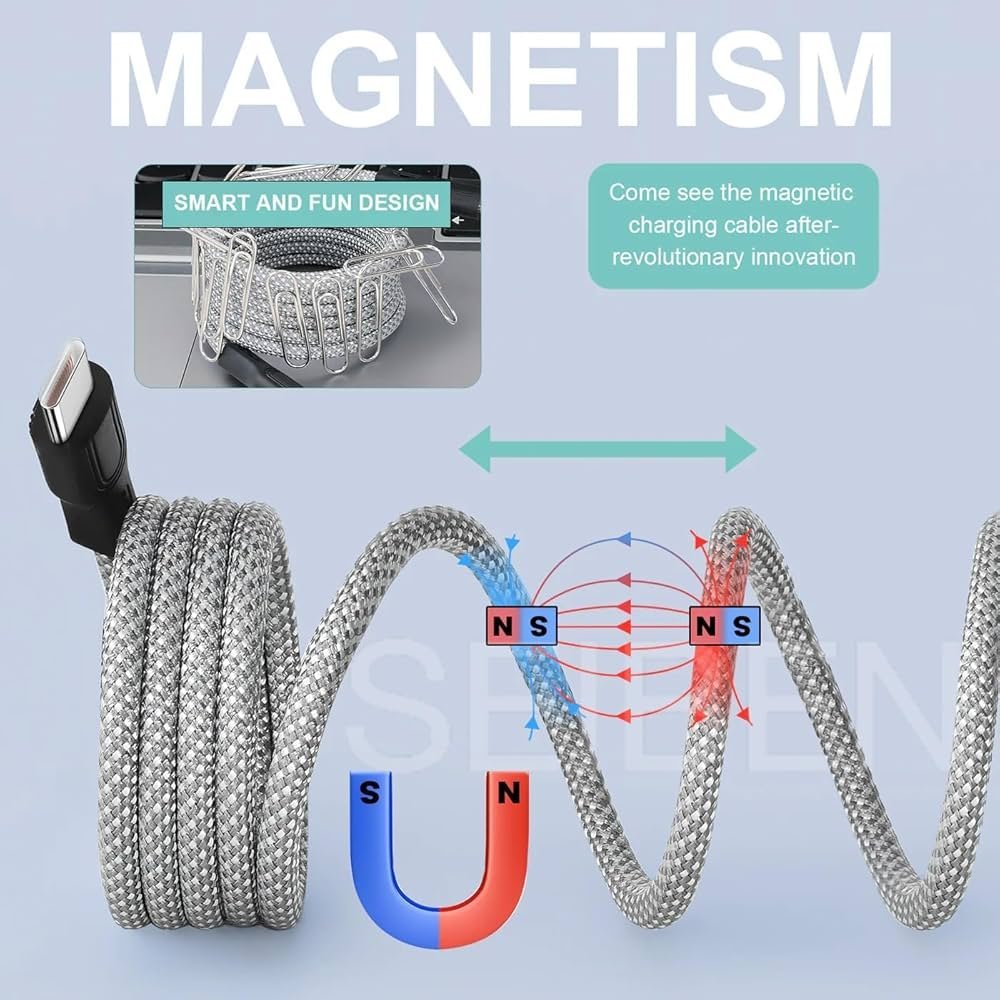 Magnetic Coiled Type C to Type C Cable, 65W - 3.1A Magnetic Coiled O-MagCable