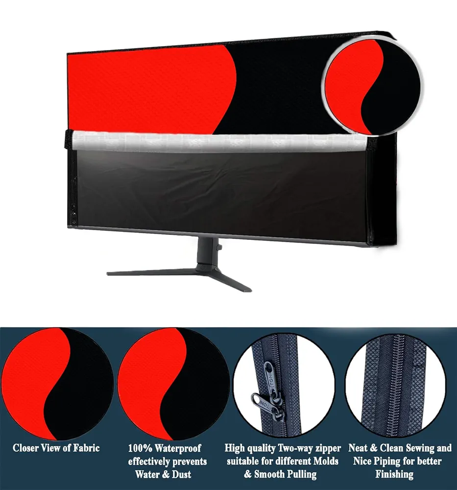 Red-Black PVC Desktop Cover Set – 3 in 1 Waterproof Monitor, Keyboard & CPU Protector by GUTSAV SALES
