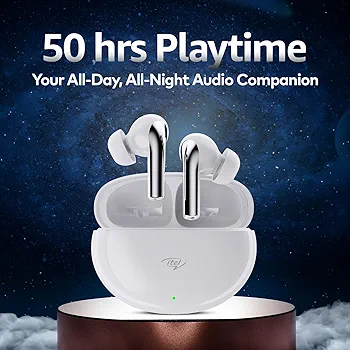 TWS In-Ear Earbuds with ANC (~25dB) | 50H Playtime | AI ENC | 10mm Drivers | Fast Charging | IPX5 | Bluetooth 5.3 Wireless Earphones with Mic (White)