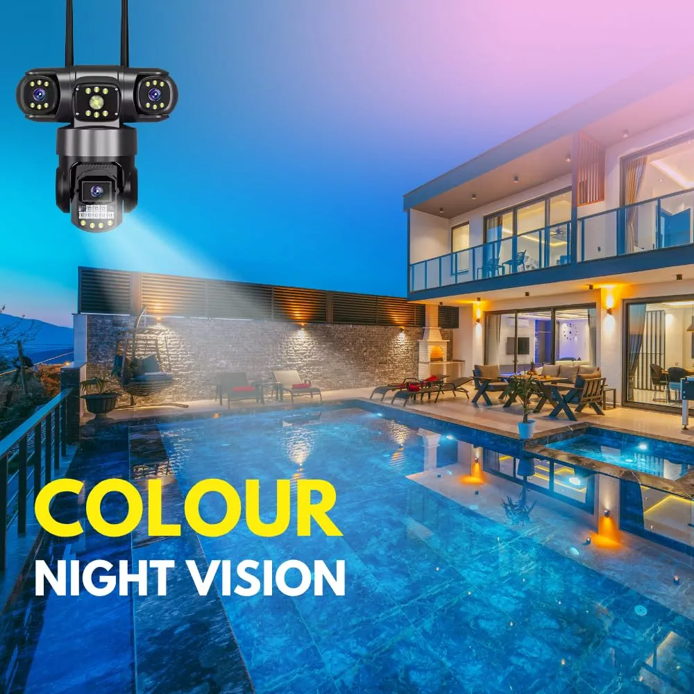Smarthome Trion 4G Triple Lens Outdoor Security Camera – 5MP Ultra HD, 360° View, Color Night Vision