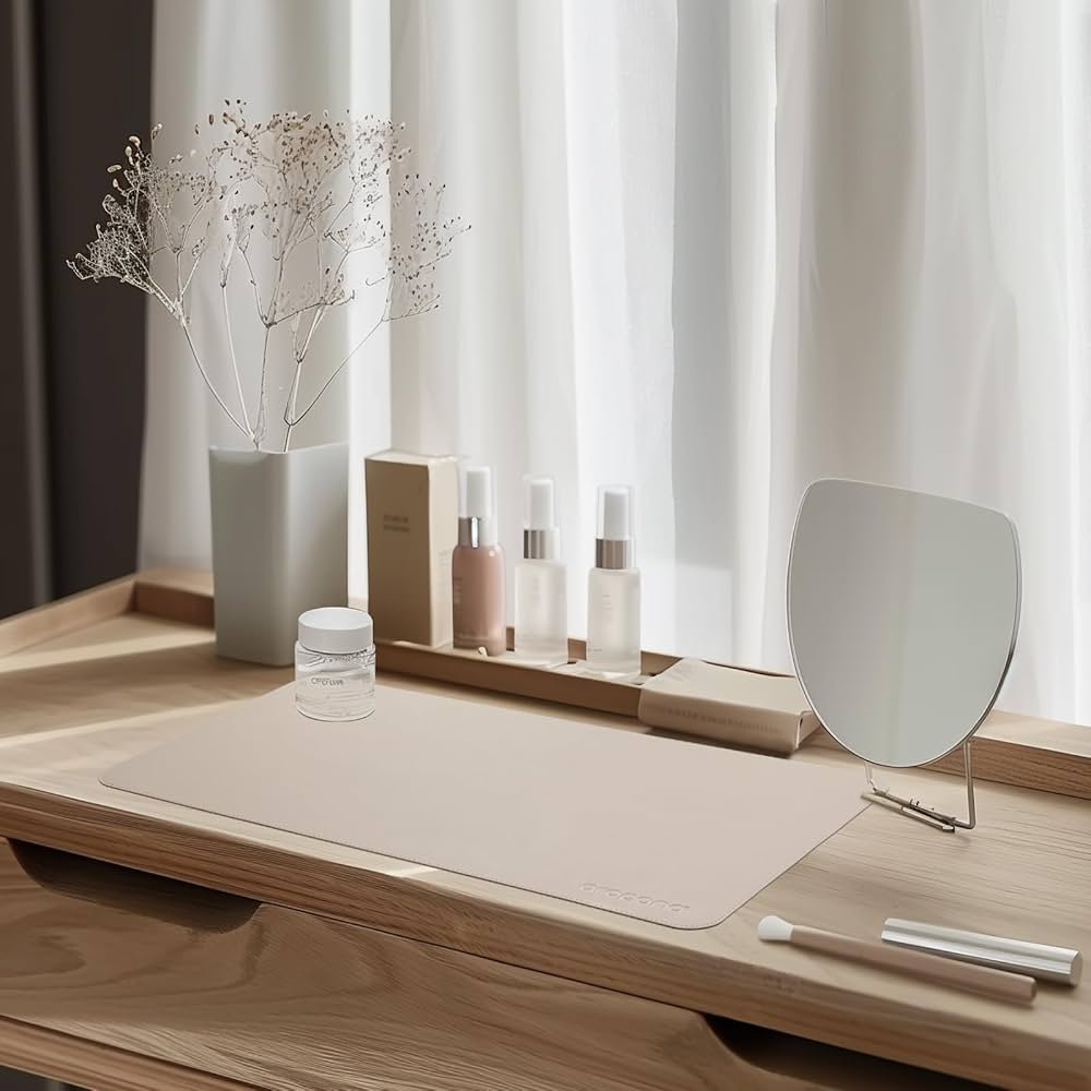 White and Coffee Leather Desk Mat 90x45cm – Reversible Large Mouse Pad