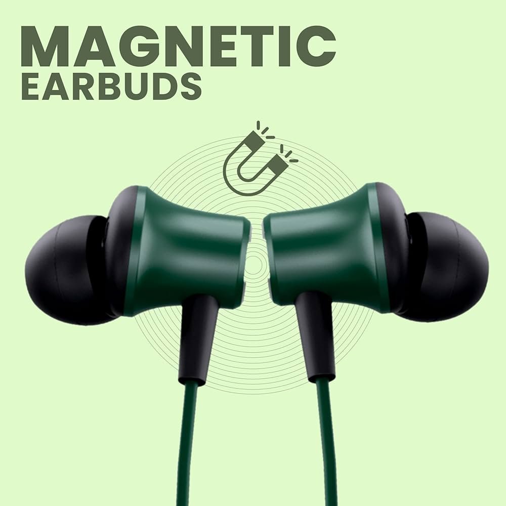 Wireless Waterproof Bluetooth Neckband with 35H Playtime & 10mm Bass Driver – Bluetooth 5.0 (Green)