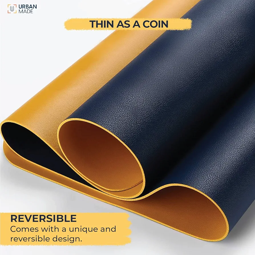 Large Non-Slip Leather Mouse Pad 90x45cm – Blue Yellow Desk Mat