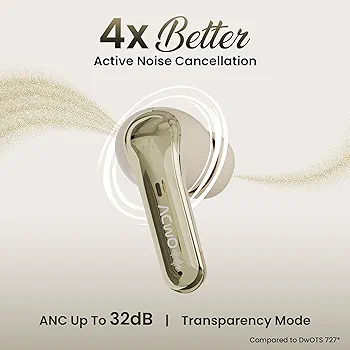 747 TWS Earbuds | Dual Device Connectivity | ANC 32dB | 4 AI-ENC Mics | 65H Playtime | Bass & Theatre Modes | 3D Spatial Audio | Bluetooth 5.4 | Ergonomic Design (Coffee Cream)