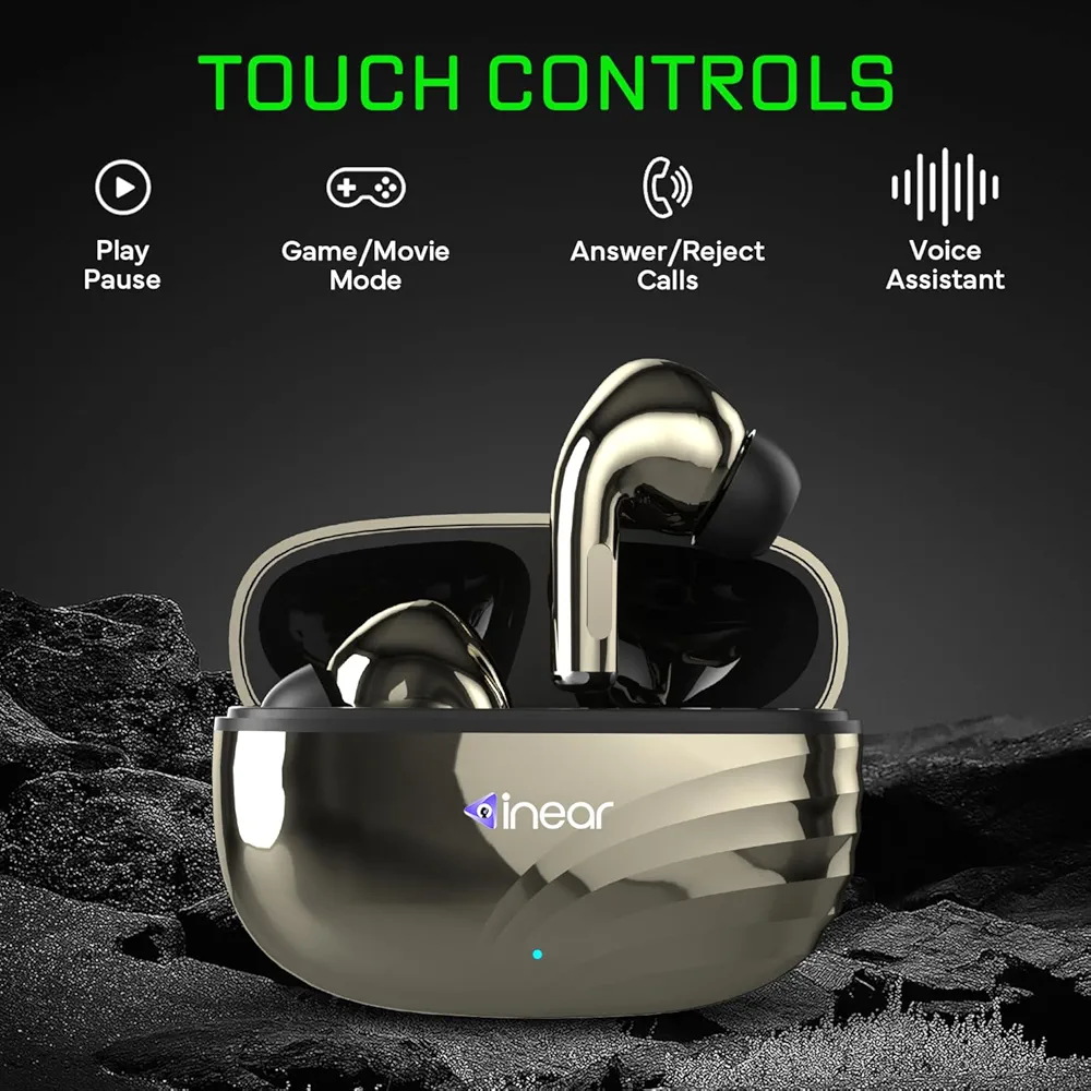 Bluetooth TWS Earbuds | Up to 60H Playtime | Dual Device Pairing | Fast Type-C Charging | Touch Controls | Deep Bass | Voice Assistant Support | IPX4 Sweat Resistant | True Wireless (Rose Gold)