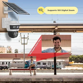 3+3MP Wireless 4G Cellular Mini PT Solar Security Camera – Dual Lens, 1296p HD, Night Vision, 2-Way Talk, Motion & Human Detection, Outdoor Waterproof