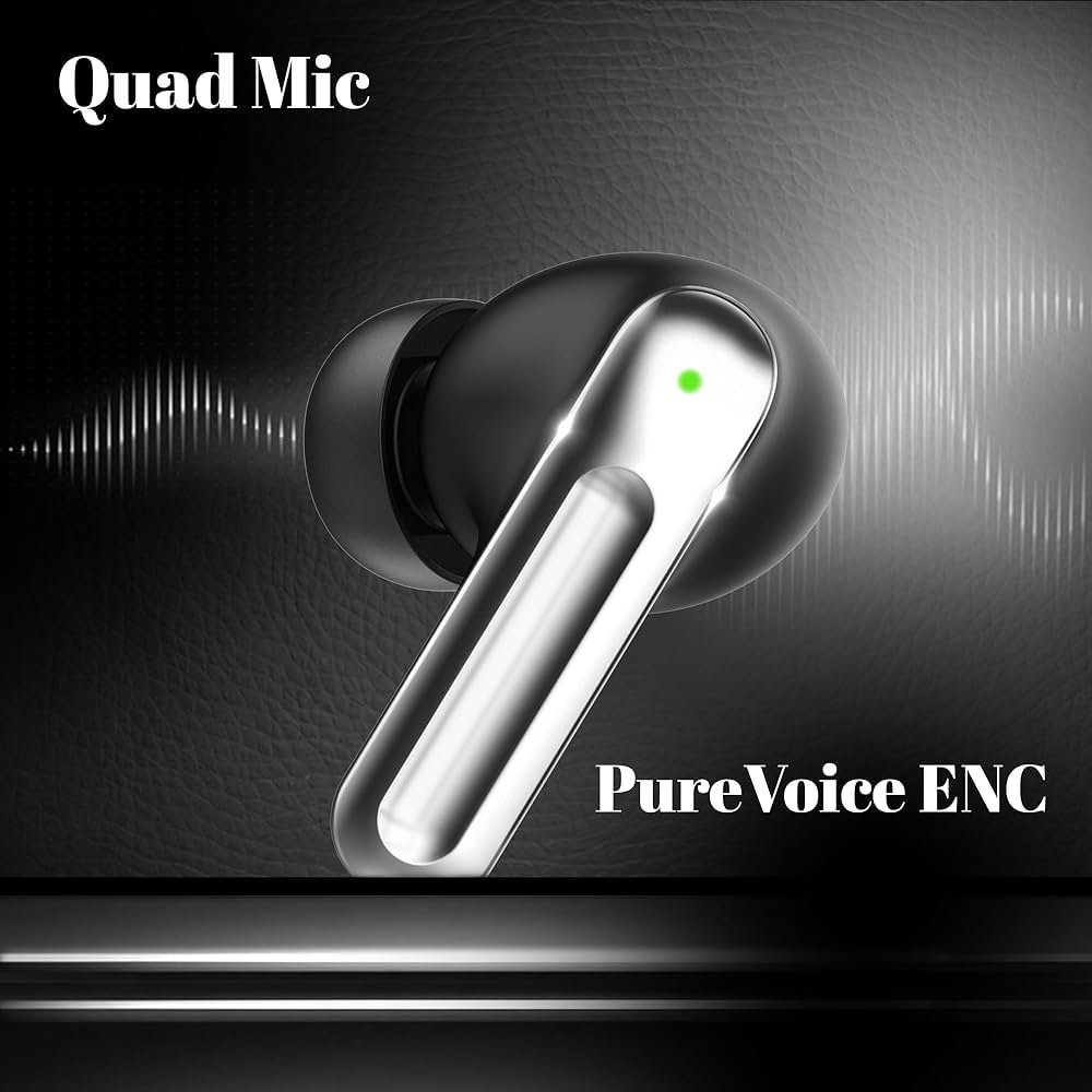 True Wireless In-Ear Earbuds with 24-Bit Lossless Spatial Audio, 70H Playtime, Fast Charging & 4-Mic ENC (Charcoal Black)