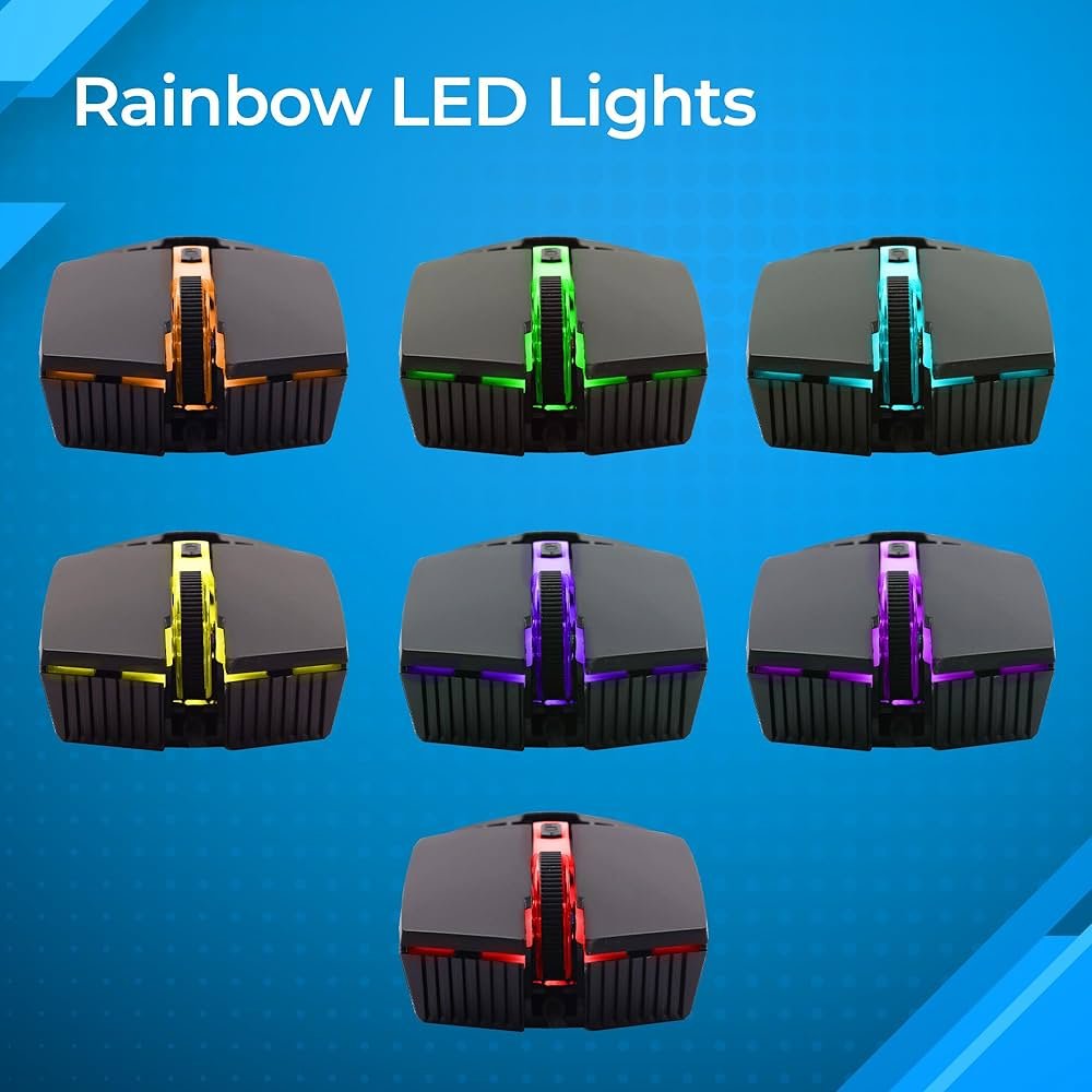 PHERO Wired Gaming Mouse – 4 Buttons, Up to 1600 DPI, Rainbow LED Lights, High Precision, Plug & Play